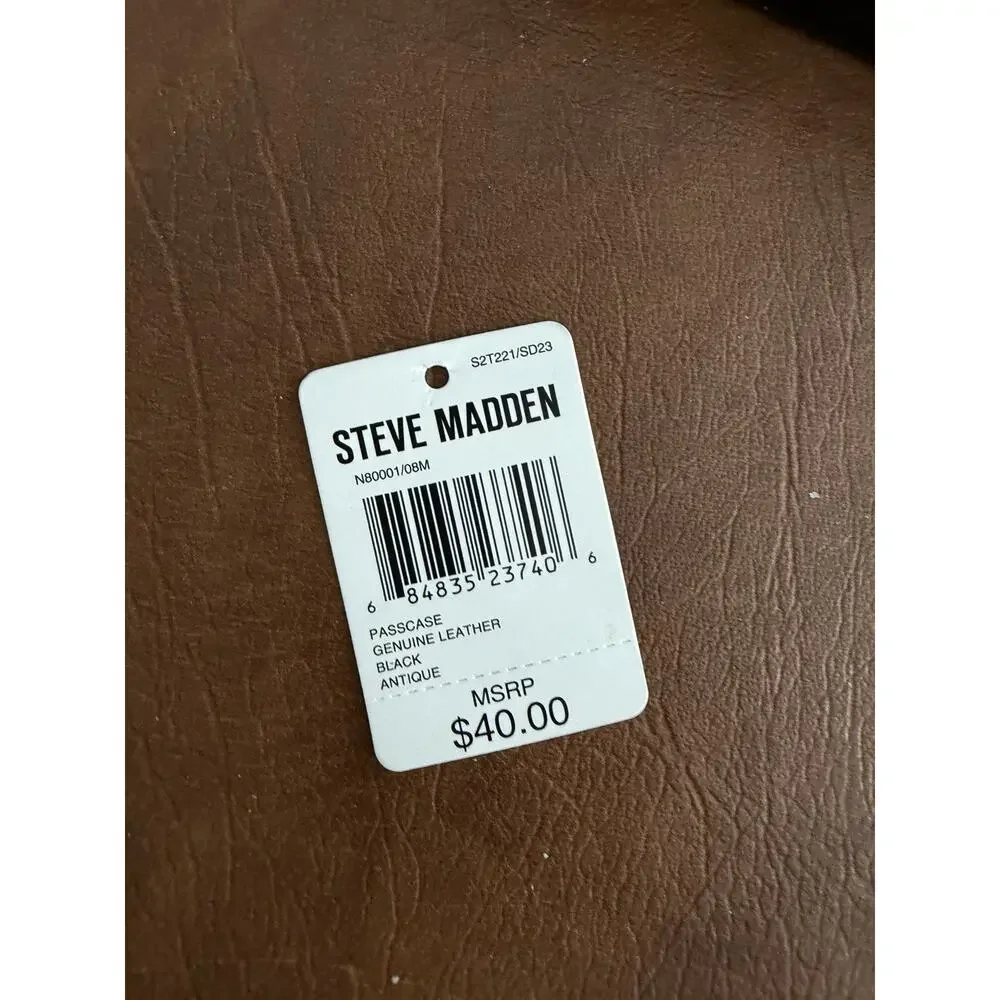 Steve Madden Men’s Black Leather RFID Passcase Wallet NWT